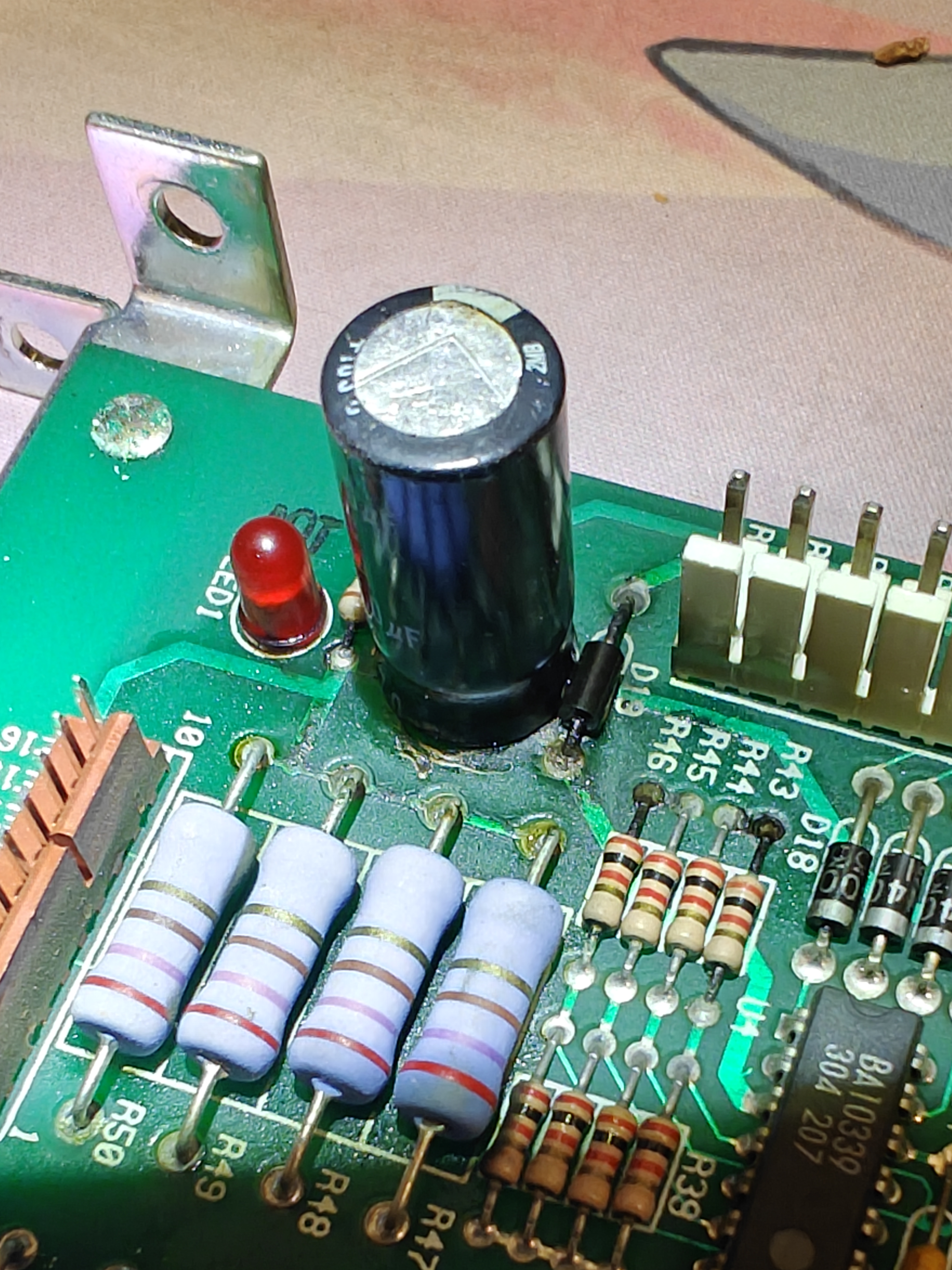 Opto board corrosion damage