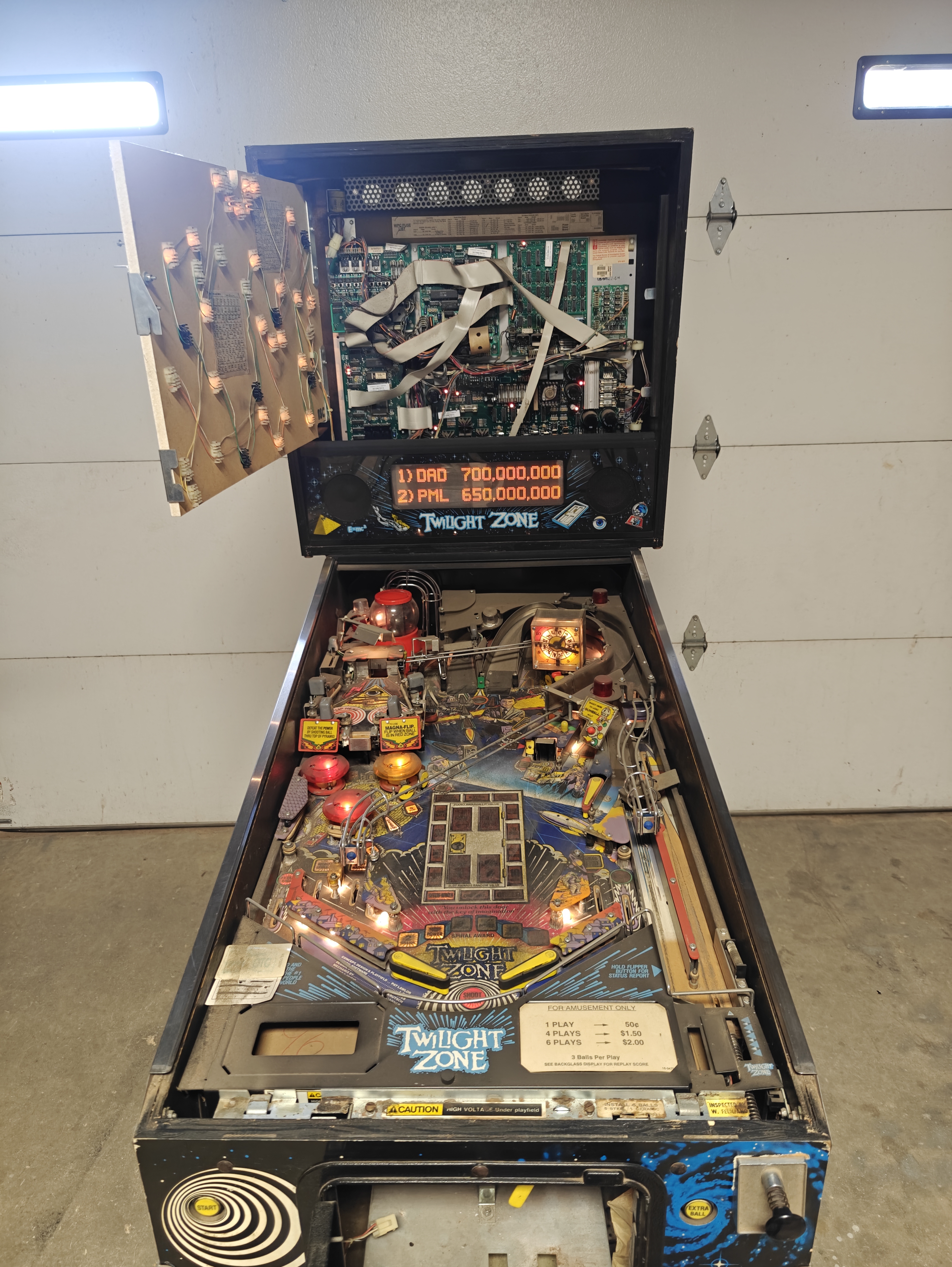 Twilight Zone pinball machine before restoration